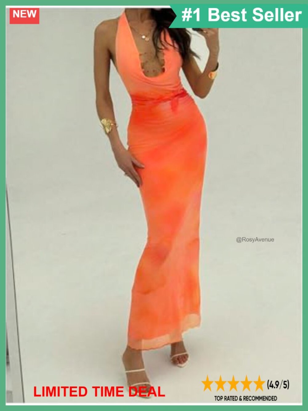 Sunset Beaded Halter Bodycon Maxi Dress Sequin Backless Party - Picture 4 of 4
